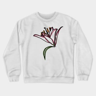 Lily Flower Color Line Drawing Crewneck Sweatshirt